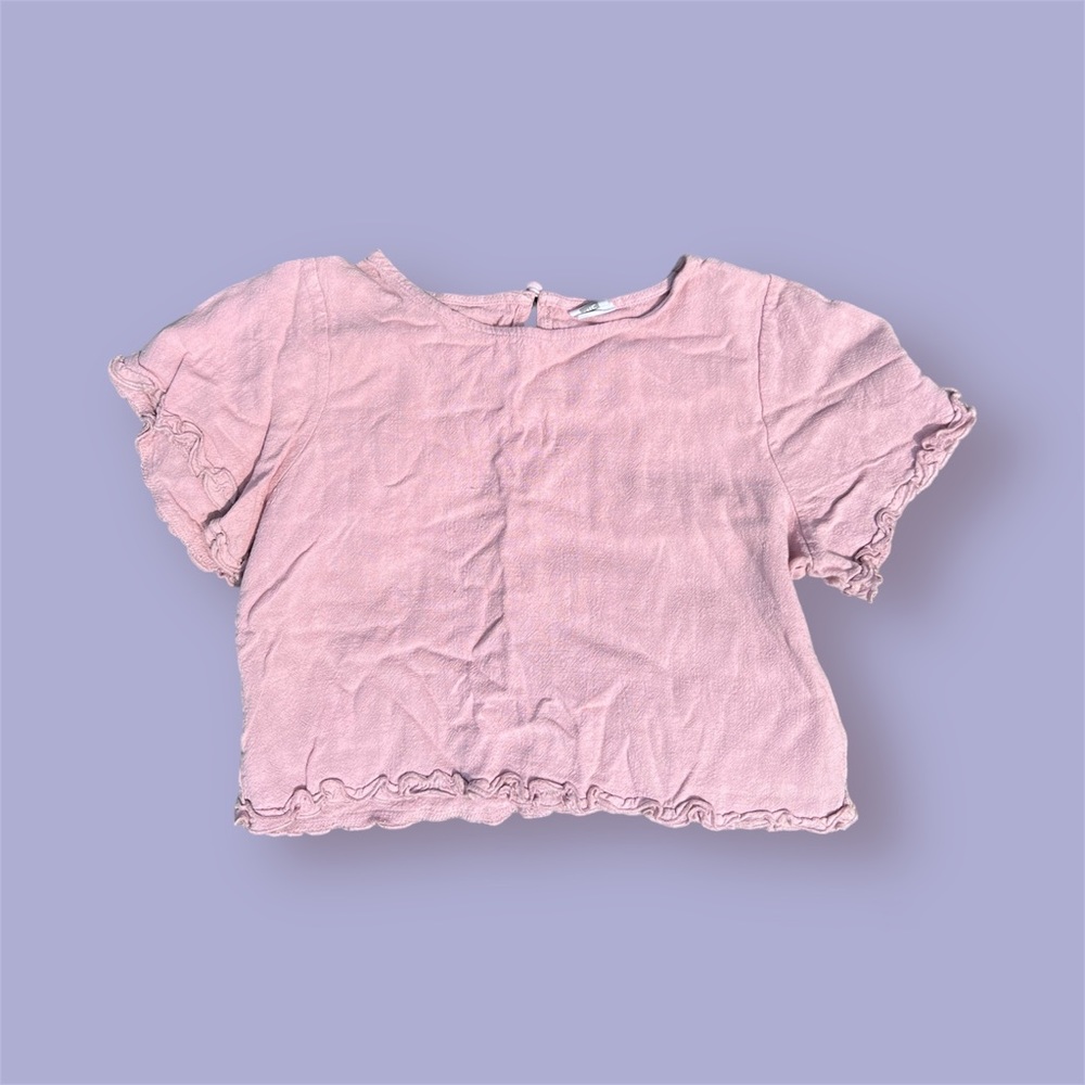 BABY BUBBLEGUM PINK RUFFLE SLEEVED TEE (XS/S)